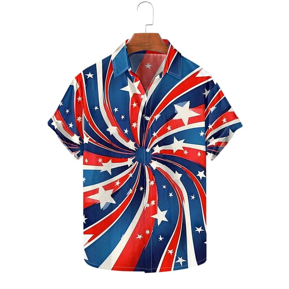 GERsome Mens Hawaiian Shirts Short Sleeve Button Down 4th of July Holiday Beach Shirts S-5XL