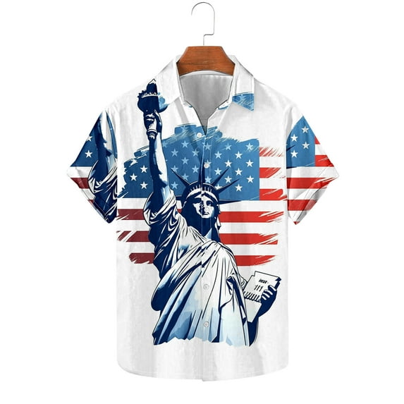 GERsome Mens Hawaiian Shirts Short Sleeve Button Down 4th of July Holiday Beach Shirts S-5XL