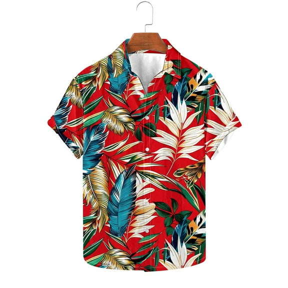 GERsome Mens Hawaiian Shirts Short Sleeve Floral Button Down Shirts Tropical Summer Beach Vacation Shirts S-5XL