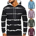 thumbnail image 1 of GERsome Mens Hooded Drawstring Long Sleeve Sweatshirt Striped Pullover Casual Drawstring Hoodies with Pockets S-5XL, 1 of 5