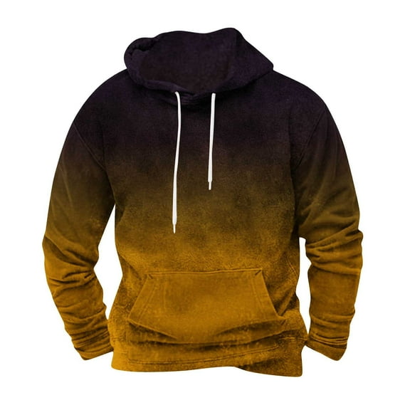 GERsome Mens Hoodies Pullover Gradient Drawstring Hoodie Long Sleeve Casual Sweatshirts with Pocket Sizes M-3XL