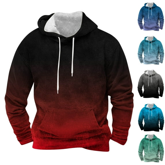 GERsome Mens Hoodies Pullover Gradient Drawstring Hoodie Long Sleeve Casual Sweatshirts with Pocket Sizes M-3XL