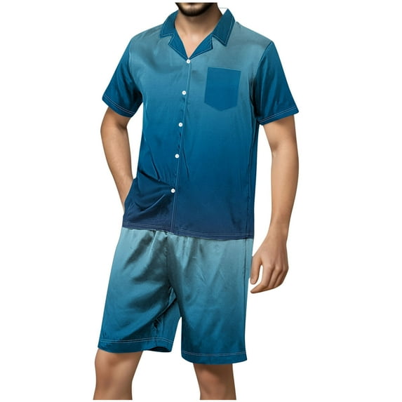 GERsome Mens Pajamas Sets 2 Piece Short Sleeve Button Down Tops and Shorts Sets for Men Soft Lightweight Sleepwear S-2XL