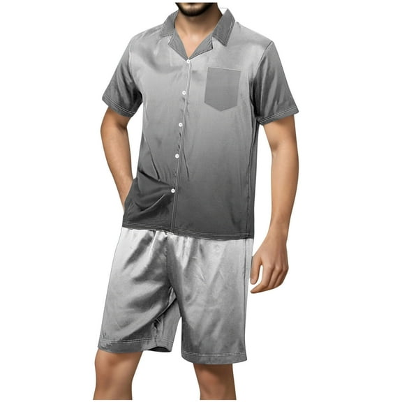 GERsome Mens Pajamas Sets 2 Piece Short Sleeve Button Down Tops and Shorts Sets for Men Soft Lightweight Sleepwear S-2XL