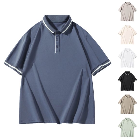 GERsome Mens Short Sleeve Golf T-Shirts Summer Collared Button V-Neck Casual Loose Fit Workout Pullover Shirts, Gray Size 8XL