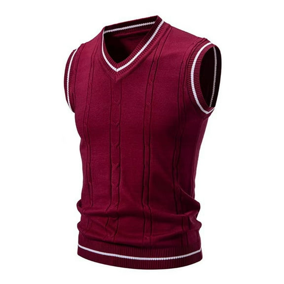 GERsome Mens Sweater Vests Classic V-Neck Slim Fit Casual Sleeveless Pullover Color Block Knitwear Tank Tops for Dad Husband