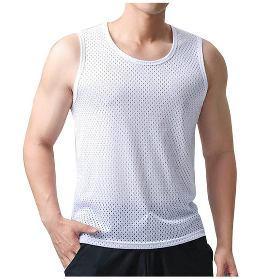 GERsome Mens Tank Tops Quick Dry Gym Sleeveless Muscle T Shirts Solid Color Crewneck Fitness Bodybuilding Tee L-5XL