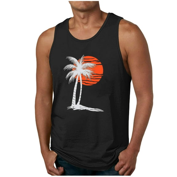 GERsome Mens Tank Tops Summer Beach Vacation Muscle Tee Hawaiian Graphic Crewneck Sleeveless T Shirts S-2XL