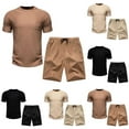thumbnail image 1 of GERsome Mens Track Suits 2 Piece Summer Solid Color Short Sleeve Crewneck T Shirt and Shorts Set S-2XL, 1 of 9