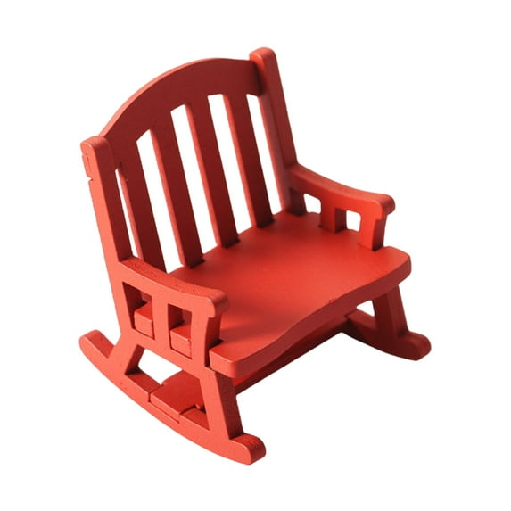 GERsome Mini Wooden Rocking Chair for Dollhouse Furniture Christmas Craft Ornament for Miniature Garden Home Living Room Scene Decoration, 2.6 x 2.3 x 1.9 Inches