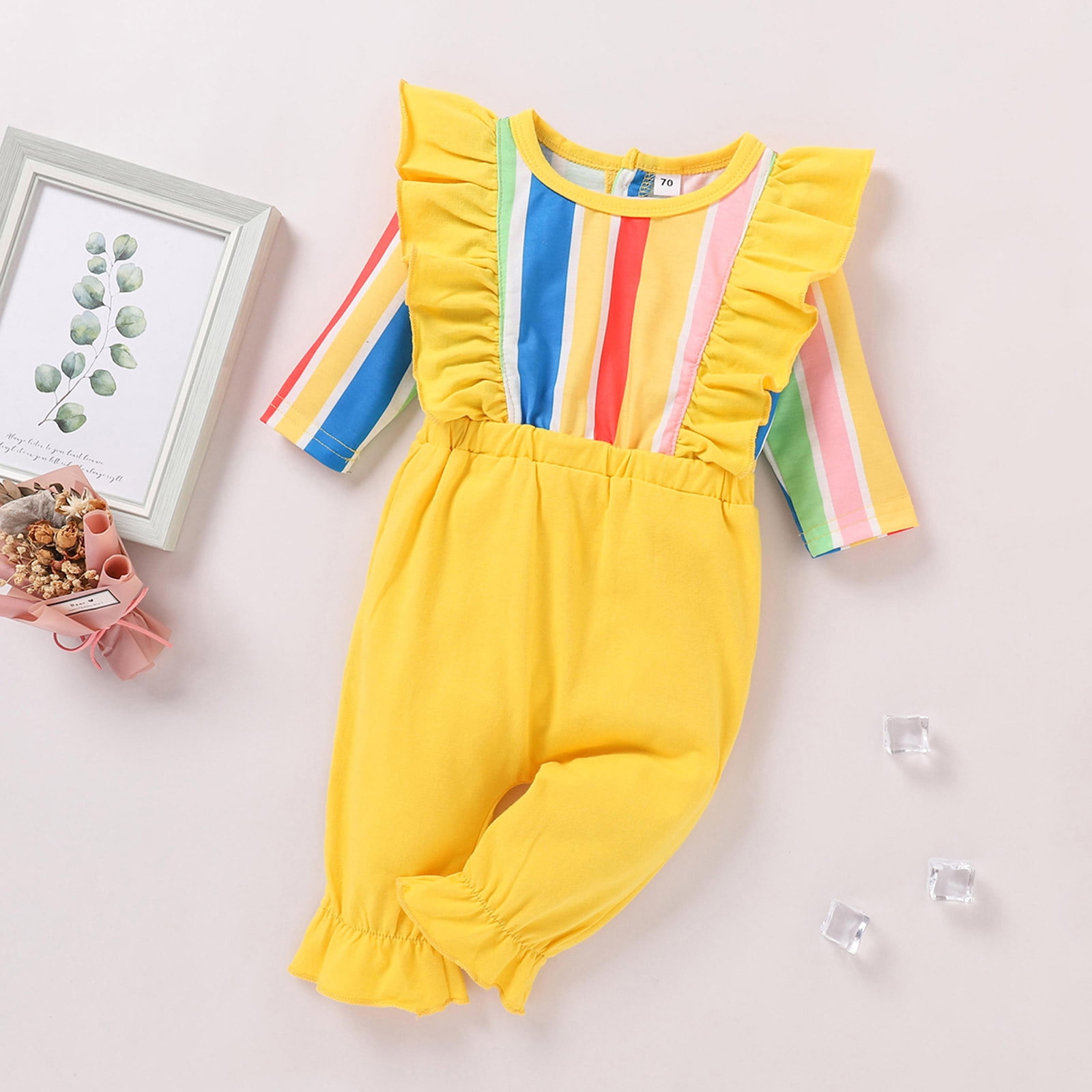 GERsome Newborn Infant Baby Girl Clothes Cotton Linen Rompers Rainbow