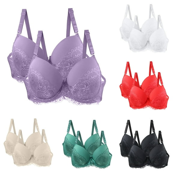 GERsome Pack of 2 Women's Wireless Minimizer Bra Plus Size Non-Padded Soft Full Figure Bra S-3XL