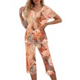 thumbnail image 1 of GERsome Pajama Set for Women 2 Piece Capri Pants Short Sleeve Top Sleepwear Soft Pjs Loungewear S-2XL, 1 of 5
