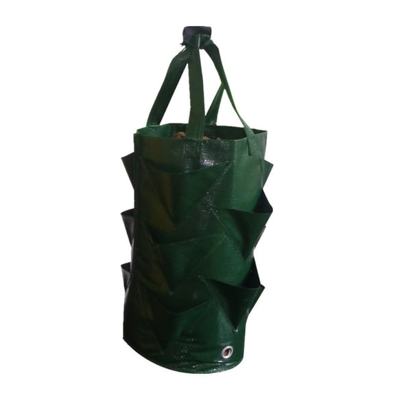 GERsome Plastic Strawberry Planting Bags 3 Gallons Strawberry Grow Bags, Multi-Mouth Container Bags, Vegetable Planter Bags Planting Growing Bags with Handles,Foldable Durable Pouch Root Plant Pot