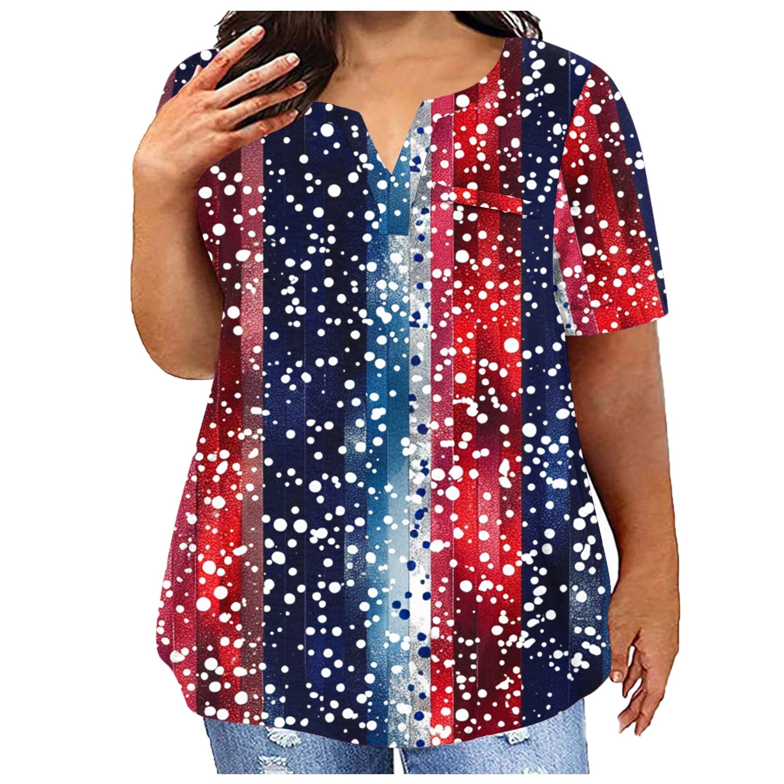 Plus Size Women's American Flag Graphic T-Shirt - Patriotic 4th Of July Tee, Oversized Fit - View #12