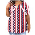 thumbnail image 1 of GERsome Plus Size American Flag Patriotic T-Shirt for Women 4th of July Graphic Tee Shirts USA Flag Short Sleeve Tops L-5XL, 1 of 5