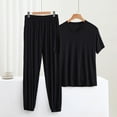 thumbnail image 1 of GERsome Plus Size Pajama Sets for Women 2 Piece Short Sleeve V Neck Pullover Tops with Long Pants Sleepwear Soft Loose Lounge Sets 3XL-6XL (Black,6XL), 1 of 3