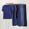 thumbnail image 1 of GERsome Plus Size Pajama Sets for Women 2 Piece Short Sleeve V Neck Pullover Tops with Long Pants Sleepwear Soft Loose Lounge Sets 3XL-6XL (Blue,3XL), 1 of 8