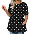 thumbnail image 1 of GERsome Plus Size Tops for Women Short Sleeve Tshirts Loose Fit Trendy Blouses, Size L-5XL, 1 of 5