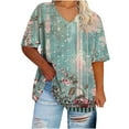 thumbnail image 1 of GERsome Plus Size Tops for Women V Neck Short Sleeve T Shirts Summer Casual Loose Fit Floral Print Tunic Tops XL-5XL, 1 of 4