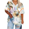 thumbnail image 1 of GERsome Plus Size Tops for Women V Neck Short Sleeve T Shirts Summer Casual Loose Fit Floral Print Tunic Tops XL-5XL, 1 of 4