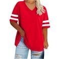 thumbnail image 1 of GERsome Plus Size V Neck T Shirts for Women Solid Color Summer Half Sleeve Oversized Tees Casual Loose Fit Tunic Tops XL-5XL, 1 of 3