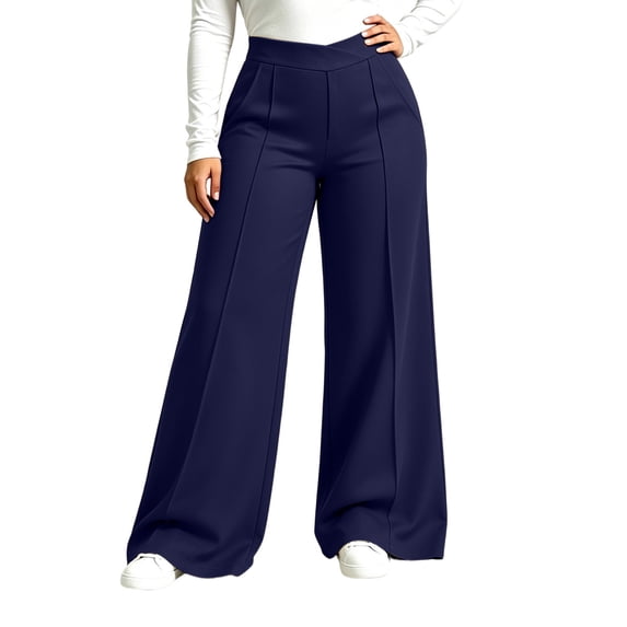 GERsome Plus Size Wide Leg Yoga Pants for Women Crossover Elastic Waist Lounge Athletic Trousers with Pockets