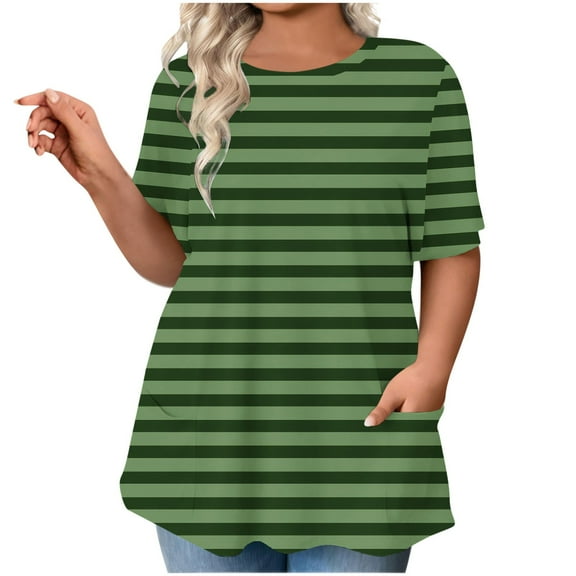 GERsome Plus Size Womens Tops Crewneck Short Sleeve T Shirts Summer Tee, L-5XL