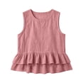 thumbnail image 1 of GERsome Ruffled Tank Tops for Women Round Neck Sleeveless Summer T-Shirts Loose Fit Pleated Hem Tops Pink Size M, 1 of 8