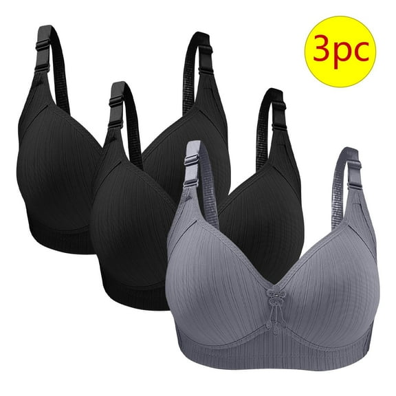 GERsome 3pcs Women's Plus Size Full Coverage Non Padded Wireless C Cup Bra Comfortable Everyday Bra Multi Color Available