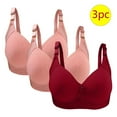 thumbnail image 1 of GERsome 3pcs Women's Plus Size Full Coverage Non Padded Wireless C Cup Bra Comfortable Everyday Bra Multi Color Available, 1 of 3