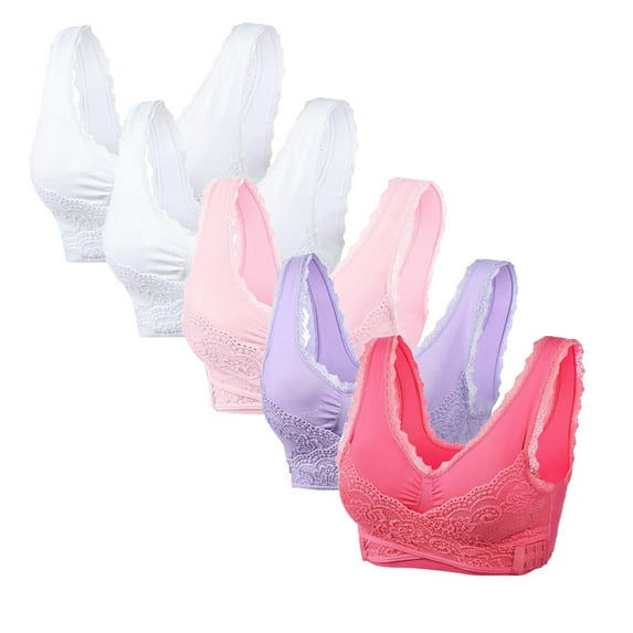 GERsome 5pcs Sports Bras for Women Front Criss Cross Bras Side Buckle Lace Sports Bras Wireless Push Up Seamless Bra Multi Color Available