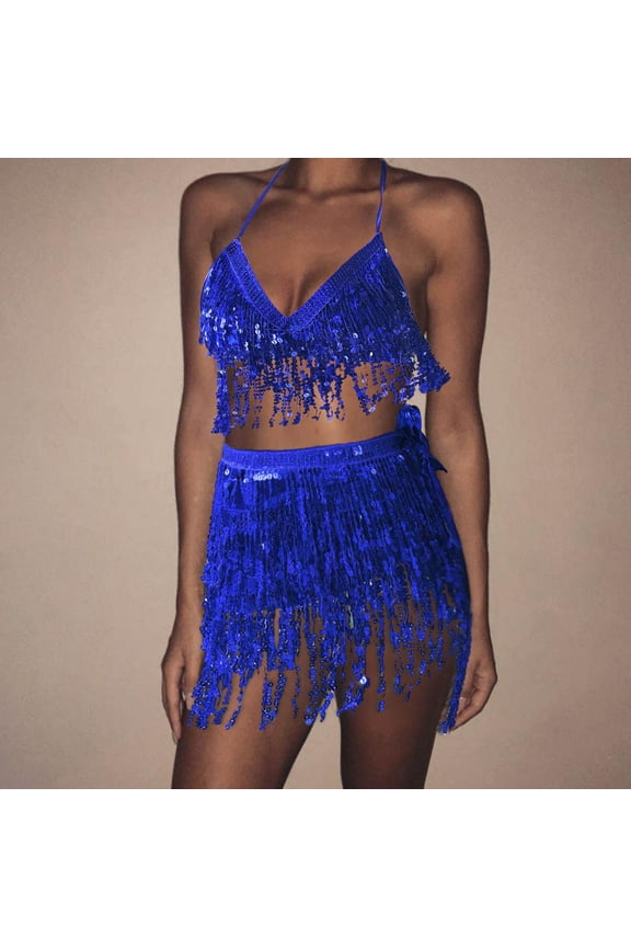 Sequin Hip Skirt with Bra Top Shiny Rave Outfits Tassel Belly Dance Skirt Set Performance Costume Skirt for Women