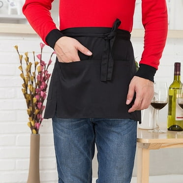 GERsome Server Aprons Black Half Bistro Apron with Pockets Waitress Long waist Apron for Men Women Waterpoof