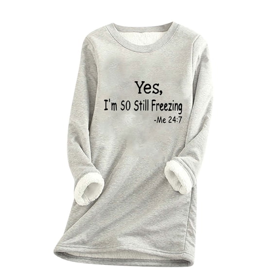 GERsome Sherpa Sweatshirt for Women Letter Print Fleece Sweatshirts Crewneck Pullover Warm Sweaters for Winter S-XXXXXL /S