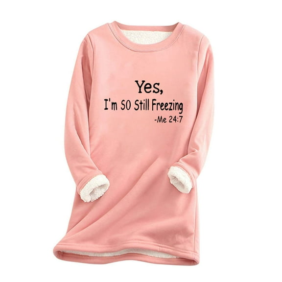 GERsome Sherpa Sweatshirt for Women Letter Print Fleece Sweatshirts Crewneck Pullover Warm Sweaters for Winter S-XXXXXL /XL