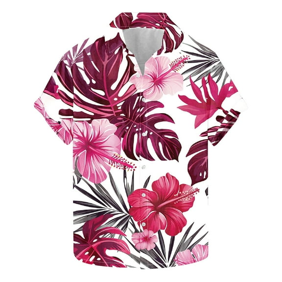GERsome Short Sleeve Hawaiian Shirts for Men Button Down Summer Beach Holiday Shirts S-5XL
