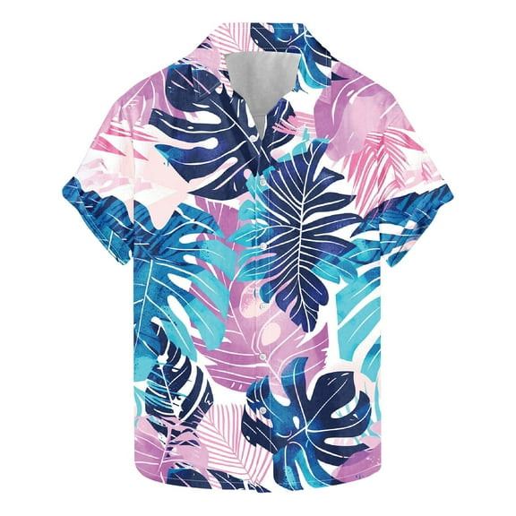 GERsome Short Sleeve Hawaiian Shirts for Men Button Down Summer Beach Holiday Shirts S-5XL