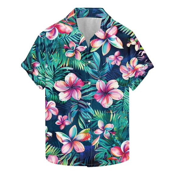 GERsome Short Sleeve Hawaiian Shirts for Men Button Down Summer Beach Holiday Shirts S-5XL