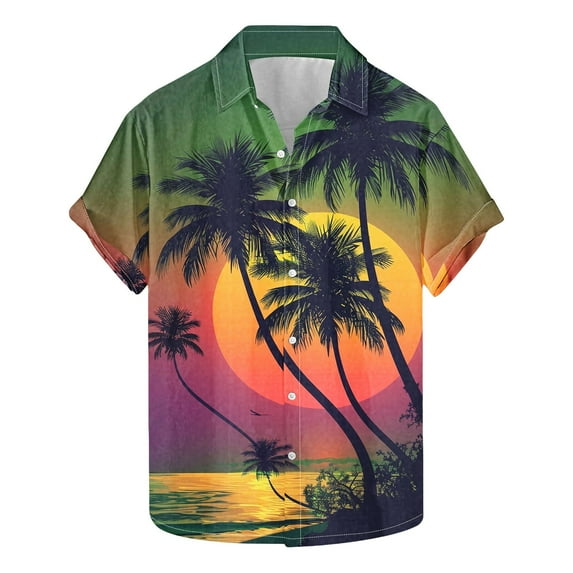 GERsome Short Sleeve Hawaiian Shirts for Men Button Down Summer Beach Holiday Shirts S-5XL