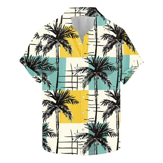 GERsome Short Sleeve Hawaiian Shirts for Men Button Down Summer Beach Holiday Shirts S-5XL