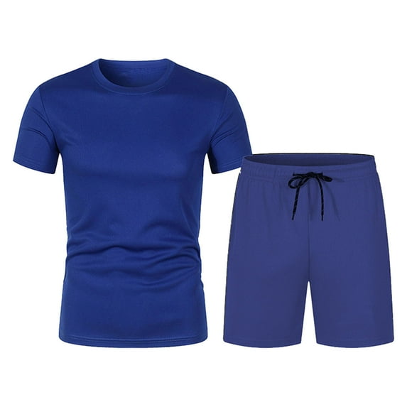 GERsome Short Sleeve T-Shirts and Shorts Workout Sets Men's 2 Piece Solid Color Crewneck Outfits Gym Athletic Basketball Summer S-4XL