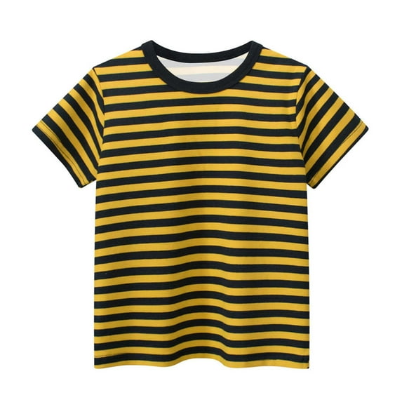 GERsome Short Sleeve T-Shirts for Boys Girls Soft Cotton Striped Summer Crew Neck Tees Shirts for Toddler Kids, Size 2-13 Years