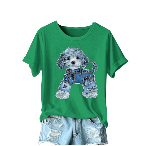 GERsome Short Sleeve T-Shirts for Women Cute Animal Graphic Crew Neck Shirts Summer Loose Fit Casual Basic Tees, Sizes S-2XL
