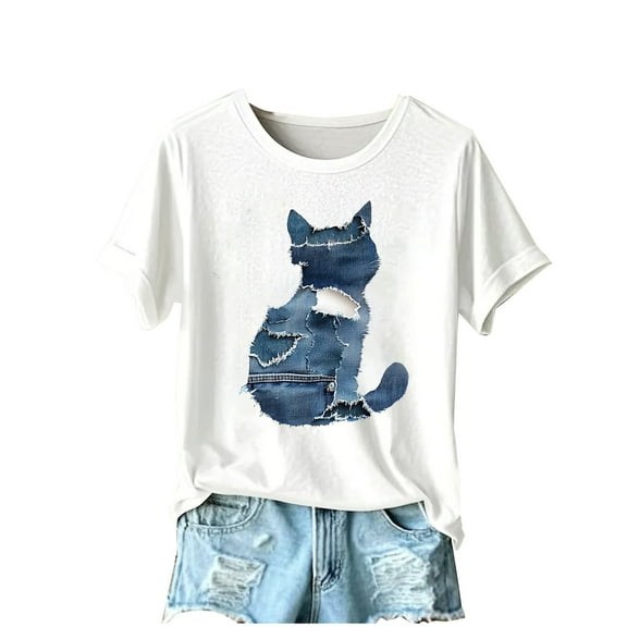 GERsome Short Sleeve T-Shirts for Women Cute Animal Graphic Crew Neck Shirts Summer Loose Fit Casual Basic Tees, Sizes S-2XL