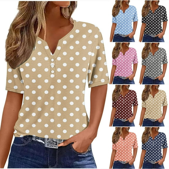 GERsome Short Sleeve T-shirts for Women Summer V Neck Tunic Tops Dressy Casual Loose Fit Shirts, Sizes S-3XL