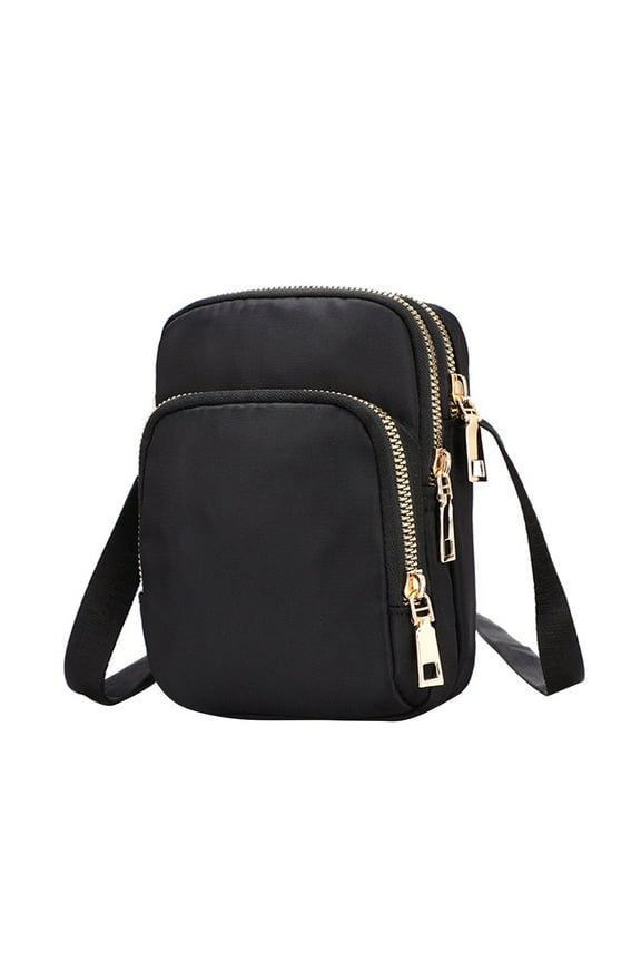 Small Nylon Purse Mini Crossbody Bag Travel Shoulder Bag Multi Zipper Pockets