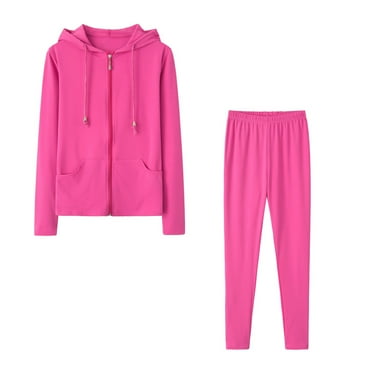GERsome Solid Color Tracksuit, Womens 2 Piece Sweatsuits Set Zip Up Hoodie Sweatpant Set