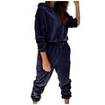 thumbnail image 1 of GERsome Solid Color Tracksuit for Women Set 2 Piece Joggers Velour Jogging Sweat Outfits Hoodie and Sweatpants Set, 1 of 9