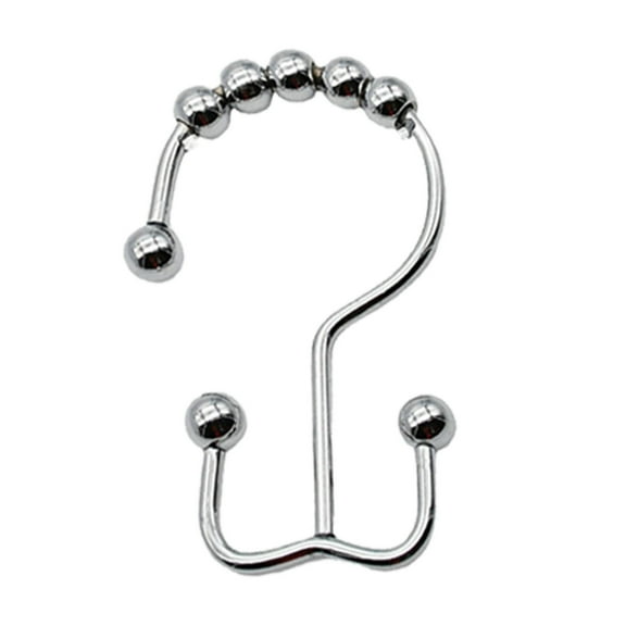 GERsome Stainless Steel Double Shower Curtain Hooks Rust Proof Double Sided Bathroom Curtain Hooks with Effortless Gliding Roller Balls Easy to Install Dual Shower Curtain Hangers